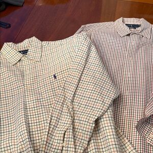 Two Ralph Lauren Plaid Shirts in Red and Blue